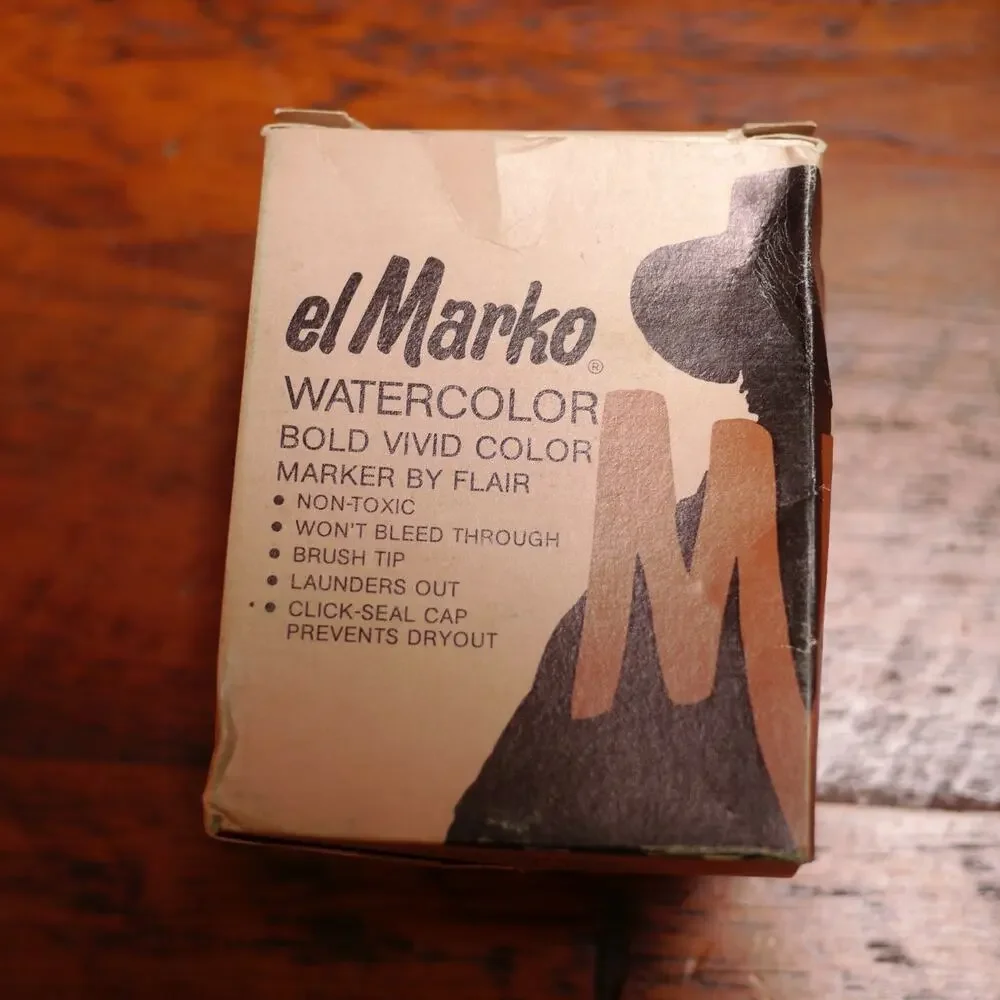 Lot of 12 NEW Vintage EL MARKO 748-01 Watercolor Non-Toxic BROWN Ink MARKERS